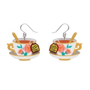 Erstwilder Fancy a Cuppa English Teacup Tea Time Vintage Novelty  Earrings NEW